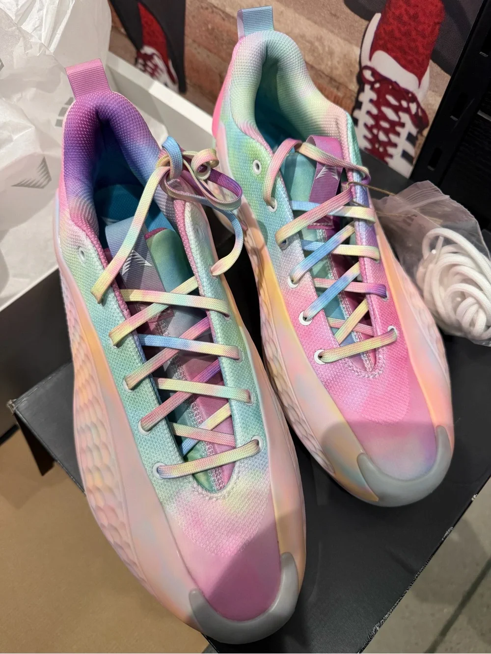 Anthony Edward’s candy Gradient Lace-Up Athletic Sneakers - Pink/Multicolor